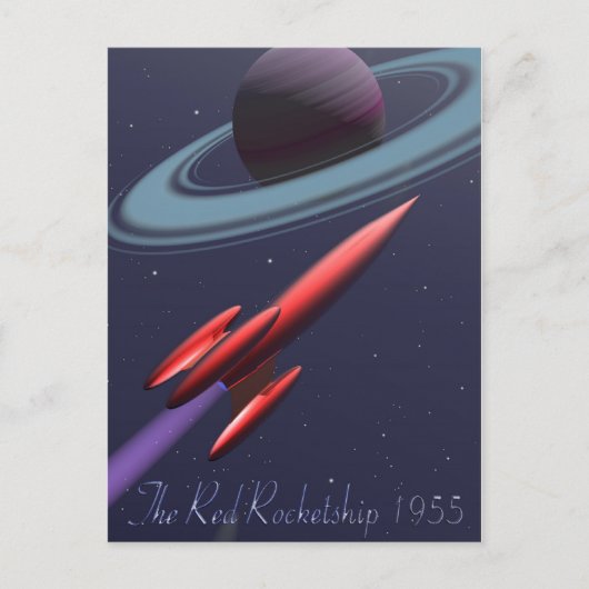 Red Rocketship Briefkaart (Voorkant)
