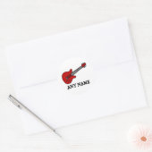 Red Rockin' Guitar Ronde Sticker (Envelop)