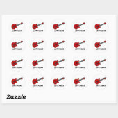 Red Rockin' Guitar Ronde Sticker (Vel)