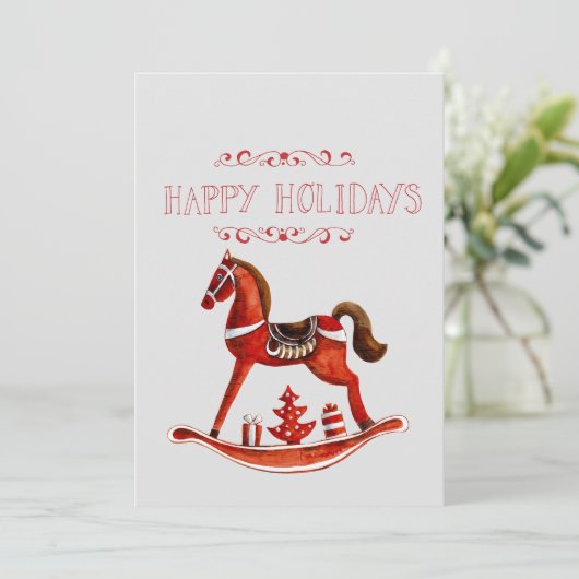 Red Rocking Horse Feestdagenkaart (Staand voorkant)
