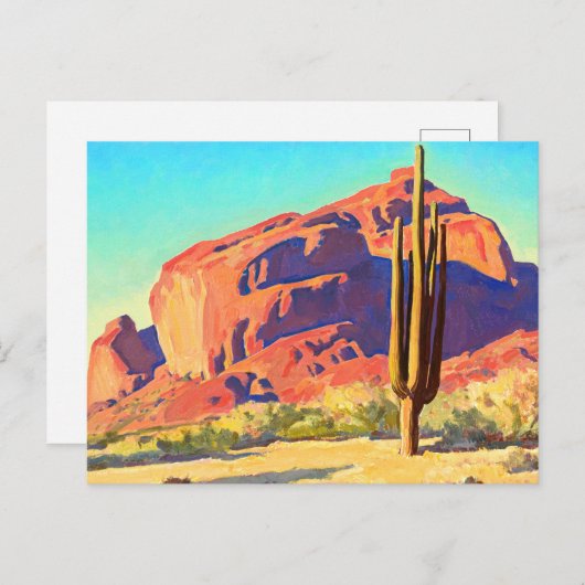 Red Rocks and Cactus, 1945 by Maynard Dixon Briefkaart (Voorkant / Achterkant)