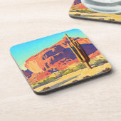 Red Rocks and Cactus van Maynard Dixon Bier Onderzetter (Linkerzijde)