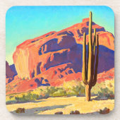 Red Rocks and Cactus van Maynard Dixon Bier Onderzetter (Voorkant)