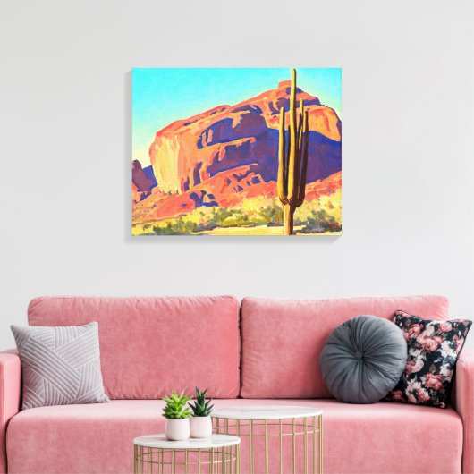 Red Rocks and Cactus van Maynard Dixon Canvas Afdruk (Insitu (Woonkamer))