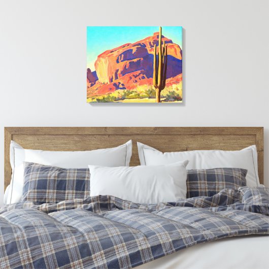 Red Rocks and Cactus van Maynard Dixon Canvas Afdruk (Insitu (Slaapkamer))