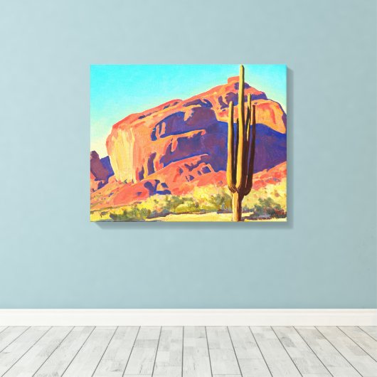 Red Rocks and Cactus van Maynard Dixon Canvas Afdruk (Insitu (Houten vloer))