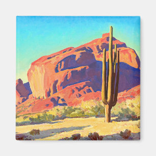 Red Rocks and Cactus van Maynard Dixon Magneet