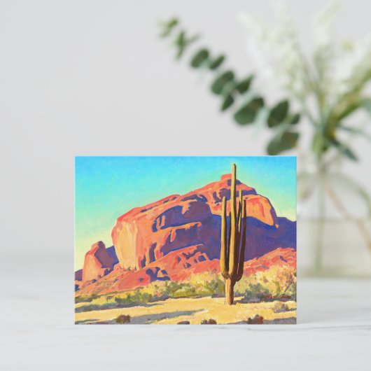 Red Rocks and Cactus van Maynard Dixon Uitnodiging Briefkaart (Staand voorkant)