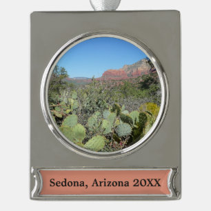 Red Rocks en Cacti I Verzilverd Banner Ornament