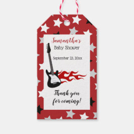Red Rockstar Baby shower Gift Label Cadeaulabel