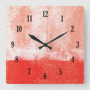 Red rolled paint clock vierkante klok