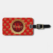 Red Roman Monogram Bagagelabel (Voorkant horizontaal)