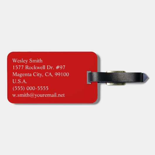 Red Roman Monogram Bagagelabel (Achterkant horizontaal)