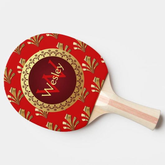 Red Roman Monogram Tafeltennisbatje (Zijkant)