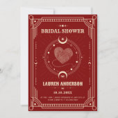Red romance  boho mystical moon bridal shower kaart (Voorkant)