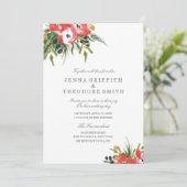 Red Romance Floral Weddenschap Kaart (Staand voorkant)