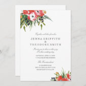 Red Romance Floral Weddenschap Kaart (Voorkant / Achterkant)