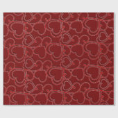 Red Romantic Hearts Pattern Valentijnsdag Cadeaupapier (Vlak)
