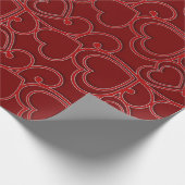 Red Romantic Hearts Pattern Valentijnsdag Cadeaupapier (Hoek)