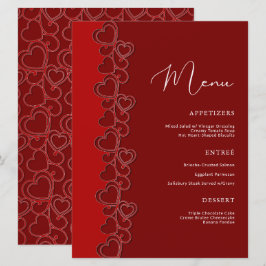 Red Romantic Hearts Swirls Valentijnsdag Holiday Menu
