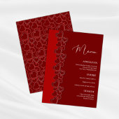 Red Romantic Hearts Swirls Valentijnsdag Holiday Menu