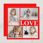 Red Romantic Love Valentijnsdag Fotokaart (Voorkant / Achterkant)