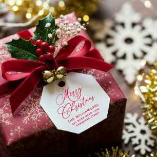 Red Romantic Merry Christmas Script Retouradres Zelfinktende Stempel