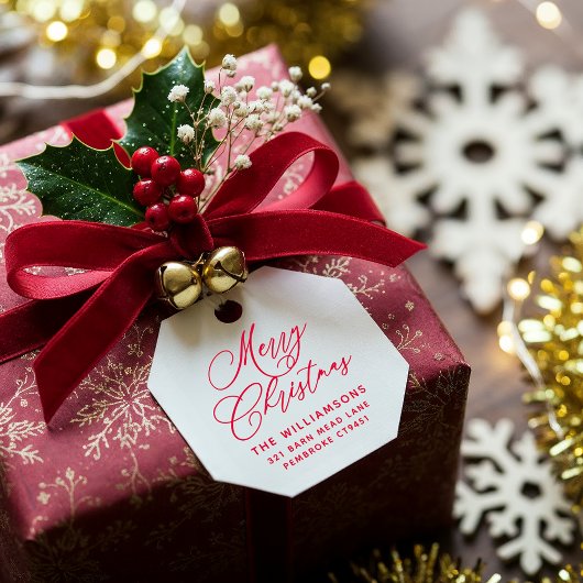 Red Romantic Merry Christmas Script Retouradres Zelfinktende Stempel