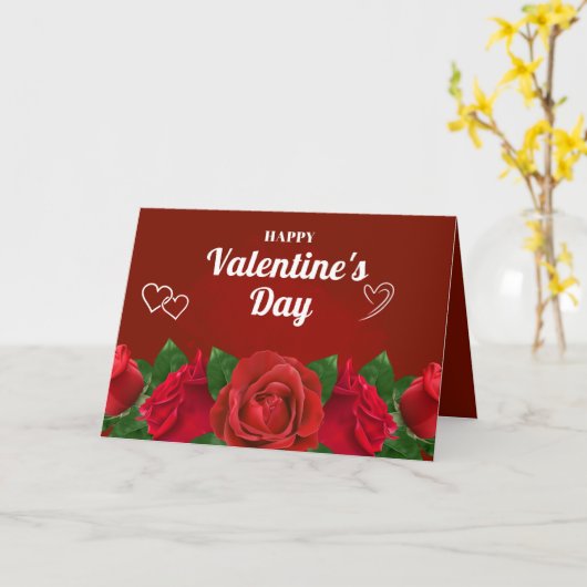 Red Romantic Rozen Beauful Hearts Valentijn Kaart (Gele Bloem)