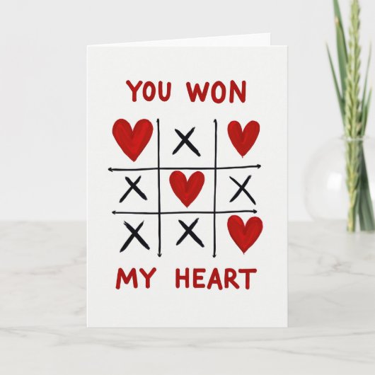 Red Romantic Tic Tac Toe Card Kaart (Voorkant)