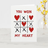 Red Romantic Tic Tac Toe Card Kaart (Gele Bloem)