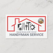 Red Roof Building Repair Tools Frame Visitekaartje (Voorkant)