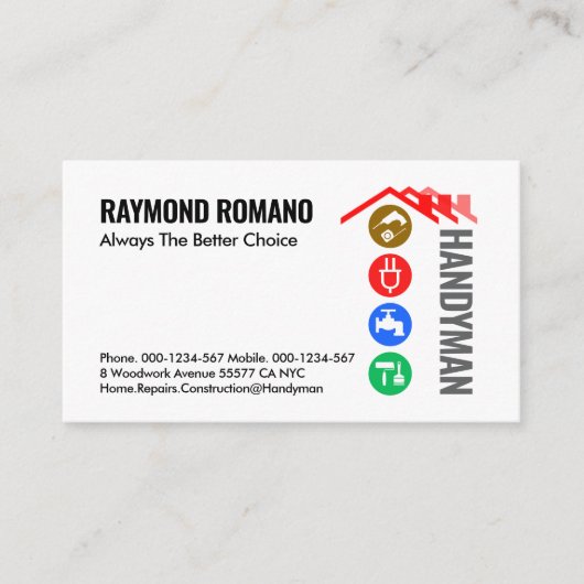 Red Roof Handyman Tools Line Visitekaartje (Voorkant)