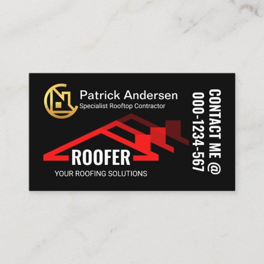 Red Roof Roofing Building Builder Visitekaartje (Voorkant)