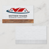 Red Roof Top Home Logo | houtafwerking Visitekaartje (Voorkant / Achterkant)