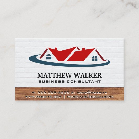 Red Roof Top Home Logo | houtafwerking Visitekaartje (Voorkant)