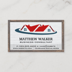 Red Roof Top Home Logo   Lijst van hout Visitekaartje
