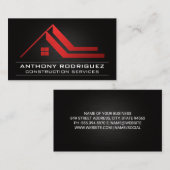 Red Roof Vastgoed Logo | Zwarte Achtergrond Visitekaartje (Voorkant / Achterkant)