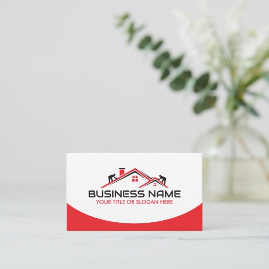 Red Roofers Professional Roofing Service Business  Visitekaartje (Staand voorkant)