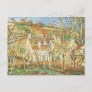 Red Roofs, hoek van een dorp, winter door Pissarro Briefkaart