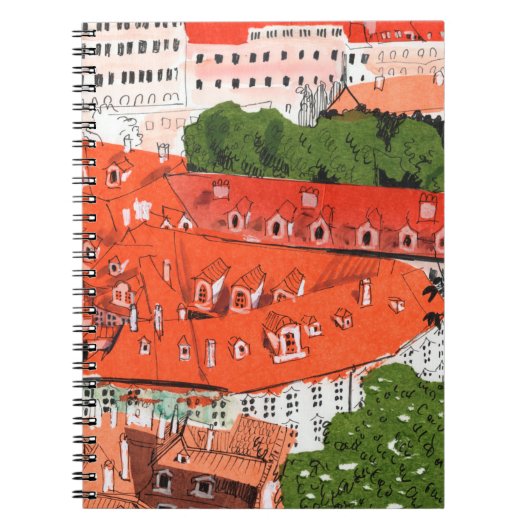 Red Roofs Prague Czech Cityscape Collage Sketch Notitieboek (Voorkant)