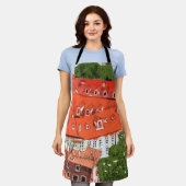 Red Roofs Prague Czech Cityscape Collage Sketch Schort (Gedragen)