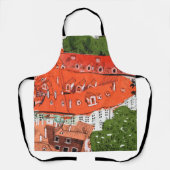 Red Roofs Prague Czech Cityscape Collage Sketch Schort (Voorkant)