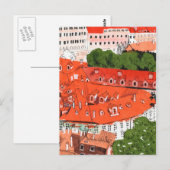 Red Roofs Prague Czech Cityscape Paper Collage Art Briefkaart (Voorkant / Achterkant)
