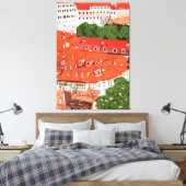 Red Roofs Prague Czech Cityscape Paper Collage Art Canvas Afdruk (Insitu (Slaapkamer))