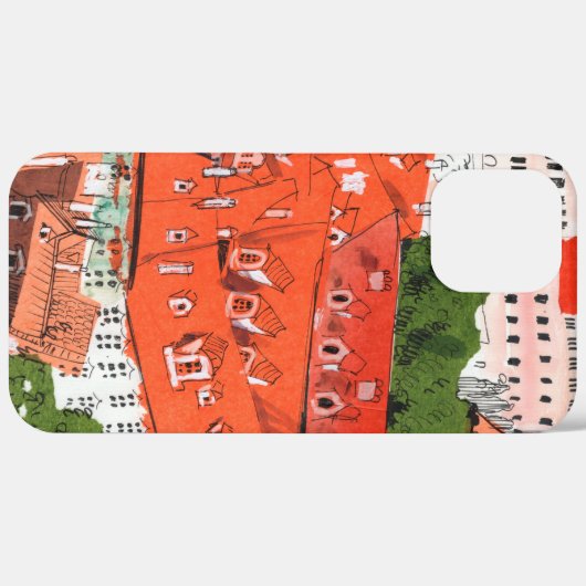 Red Roofs Prague Czech Cityscape Paper Collage Art Case-Mate iPhone Case (Achterkant (horizontaal))