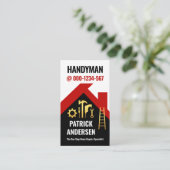 Red Rooftop Building Handyman Visitekaartje (Staand voorkant)