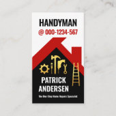 Red Rooftop Building Handyman Visitekaartje (Voorkant)