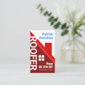 Red Rooftop Building Roofing Specialist Visitekaartje (Staand voorkant)