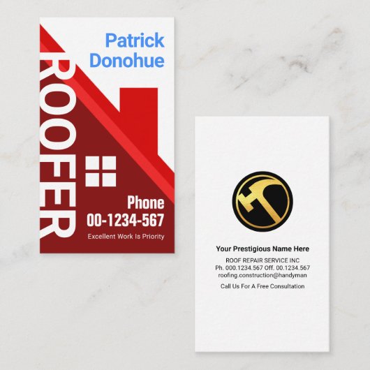 Red Rooftop Building Roofing Specialist Visitekaartje (Voorkant / Achterkant)